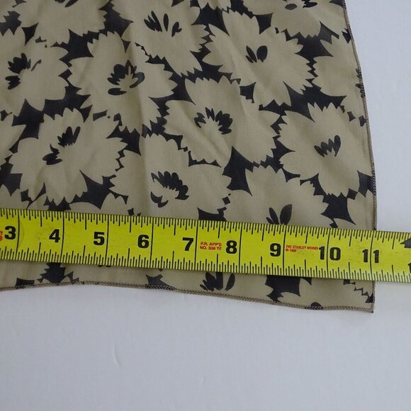 Vintage Panache Floral Black Tan Silk Wrap Top and Pocket Square Women Size 8 - Picture 12 of 13